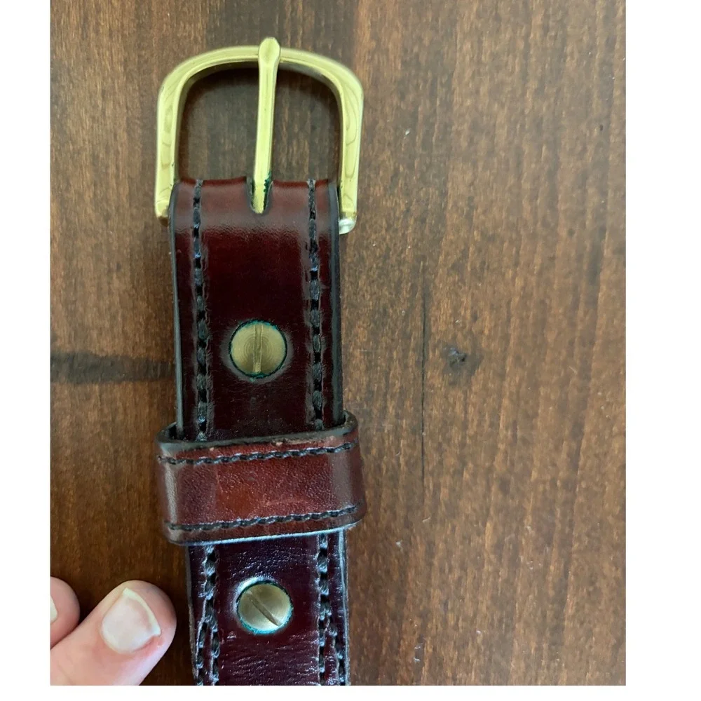 Mitch Rosen Mens GunLeather Belt Brass Buckle 1.5 Wide USA Made Workwear